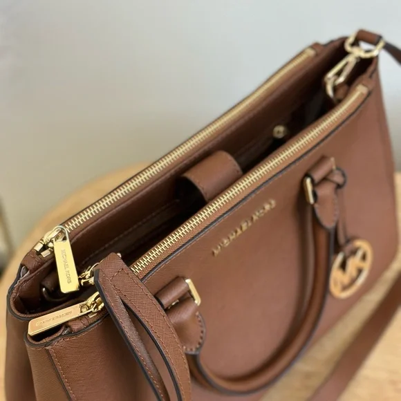 Michael Kors Brown Saffiano Leather Satchel - Picture 3 of 8